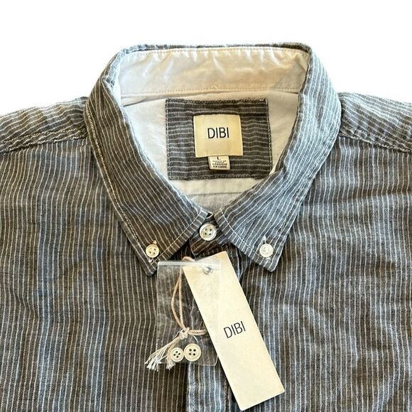 NEW DIBI Mens Grey Pinstriped Shirt